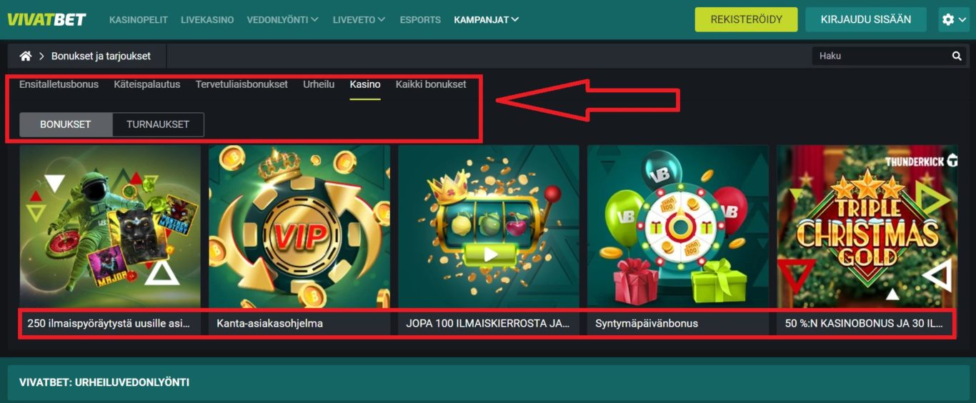Mitä Vivatbet bonus tarjotaan rekisteröityneille pelaajille?